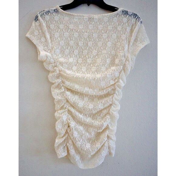 Intimately x Free People Women's Sz XS Ivory Keep It Simple S/S Lace Baby Tee - Picture 2 of 7